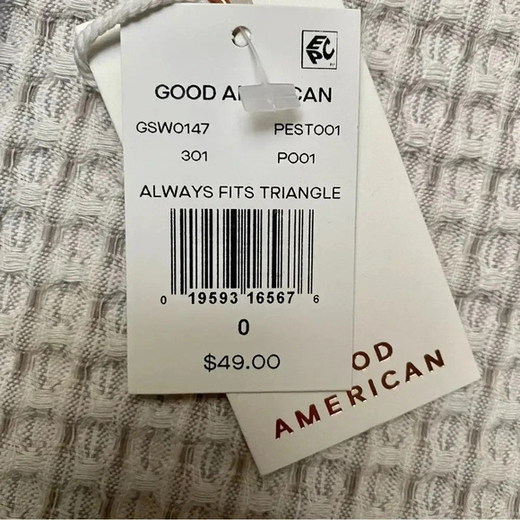 Good American Always Fits Textured Triangle Bikini Top XS Green Pesto NWT - Picture 9 of 11